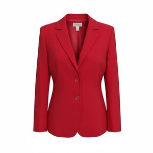 Talbots Red Silk Wool Blazer Jacket Sz 12 Luxury Tailored Career Wear Corporate